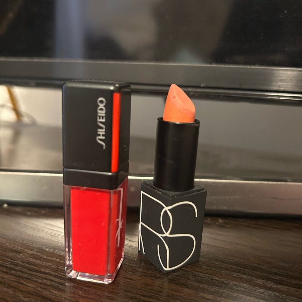 Shiseido Red Lip Gloss & NARS Coral Lipstick Set